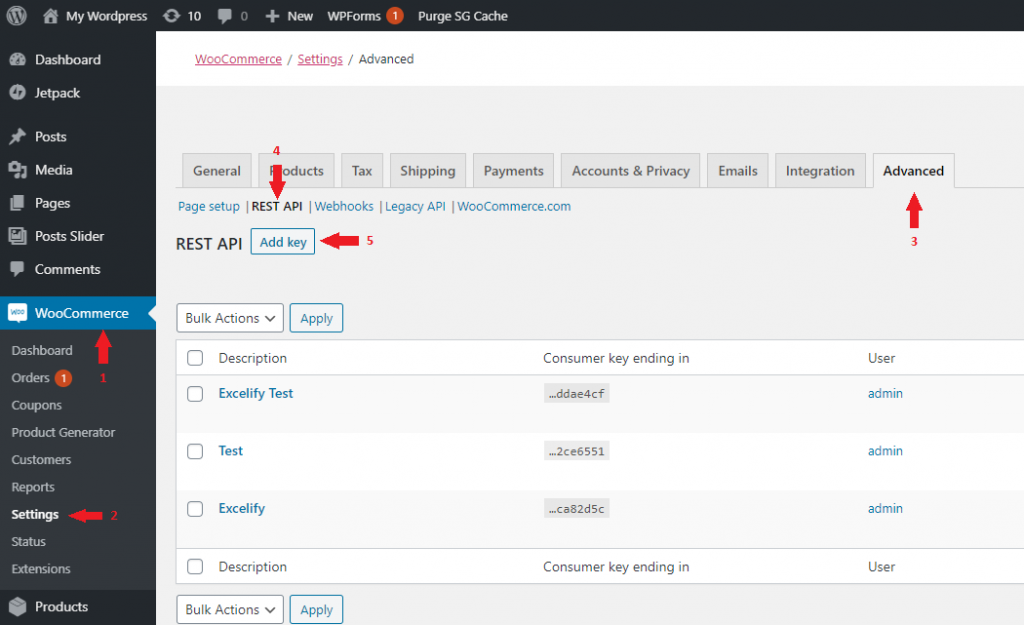 1 - create WooCommerce REST API Credentials