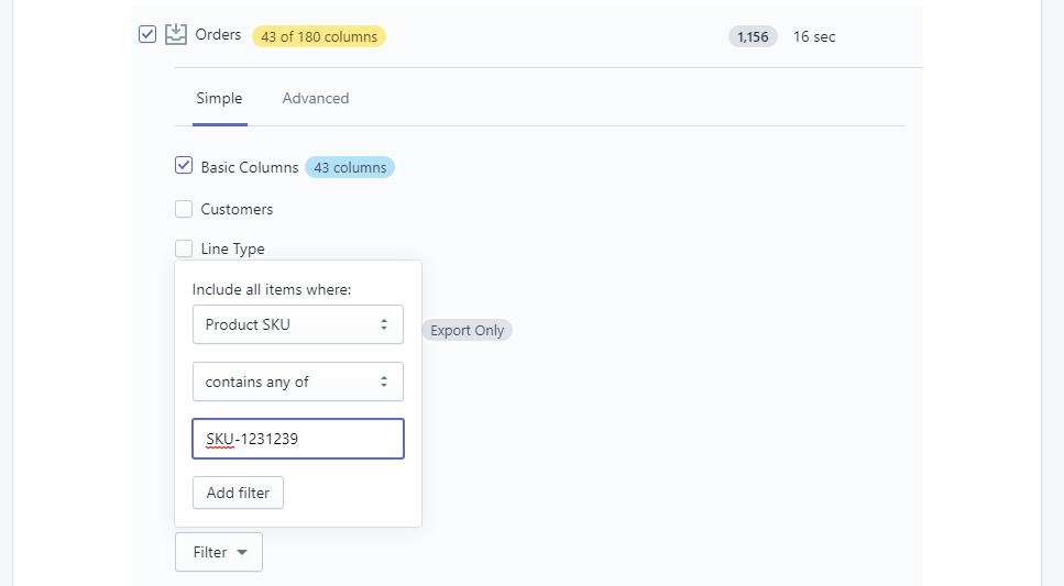 1- filter shopify orders export excelify