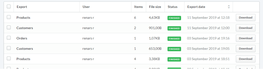 1.1 - Export Lightspeed Products - download exported file