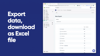 Export Shopify data, download as Excel file