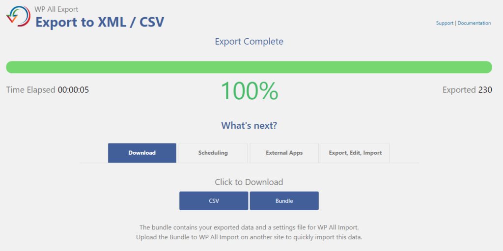 1.5 - download all exported exported wordpress blog posts csv