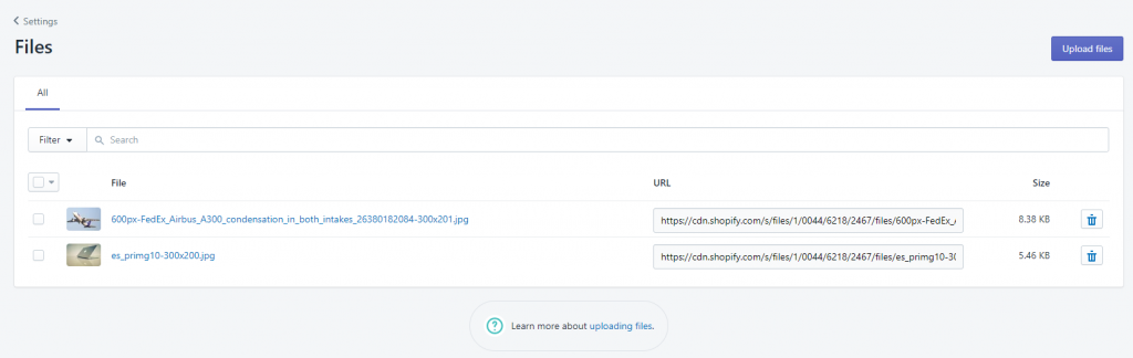 2 - Upload the images to Shopify Files