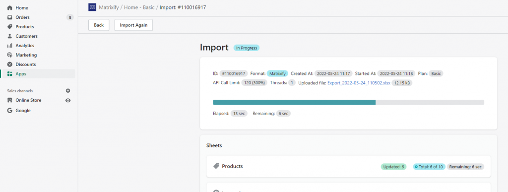 11 - import Shopify Metafields with Excel CSV Matrixify app
