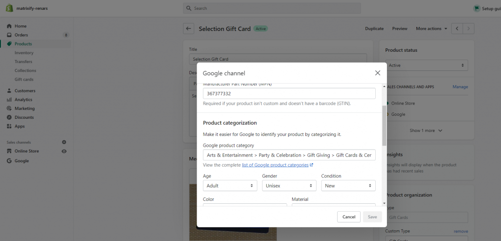 12 - bulk edit Google Shopping fields Metafields Shopify bulk export import update Excel CSV Matrixify