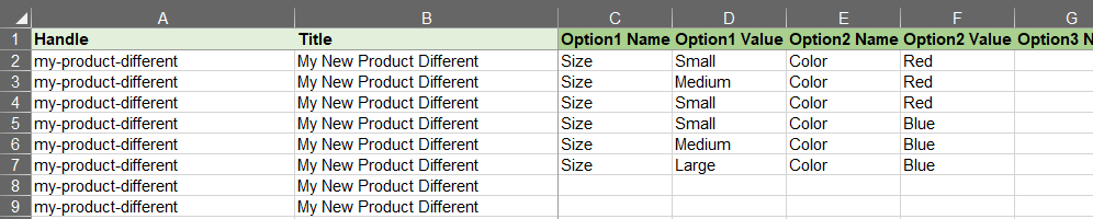14.1 - import shopify products variants excel csv import results detailed error fix