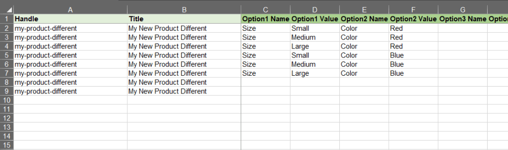 14.2 - import shopify products variants excel csv import results detailed error fix