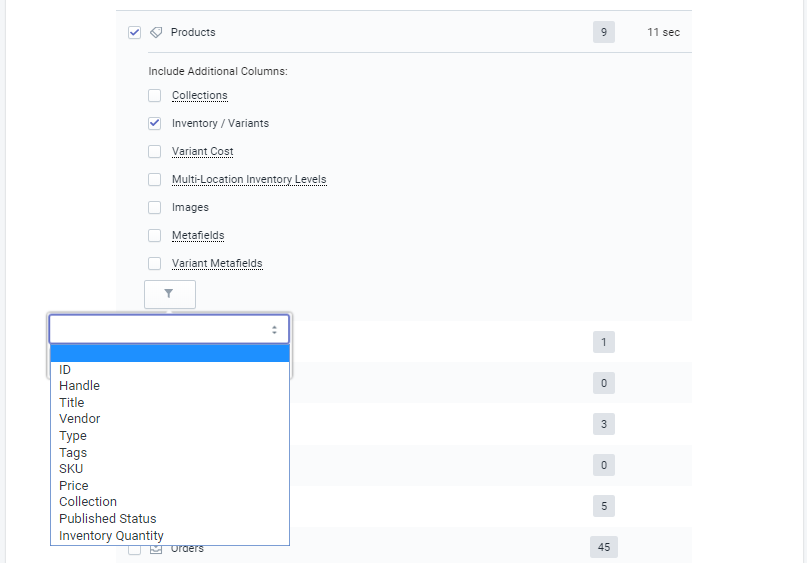  Apply filter to Shopify Products export