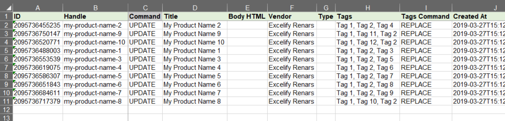 2 - Shopify exported products update in bulk few fields