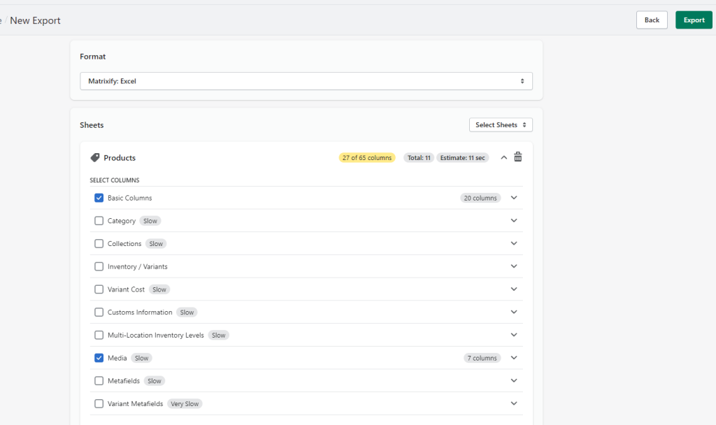 2 - export and delete hide Shopify products without images media Matrixify Excel XLSX CSv