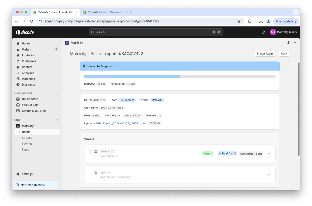 2. Import Clone Copy Migrate Shopify navigation menus between Shopify stores with Matrixify app
