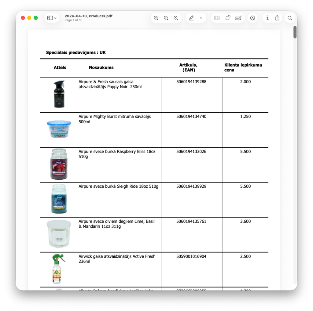 2. Supplier product data in a PDF file structure can be imported to Shopify with Matrixify