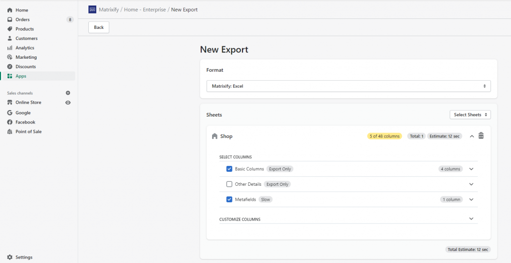 2. export import update shopify shop store metafields excel csv bulk
