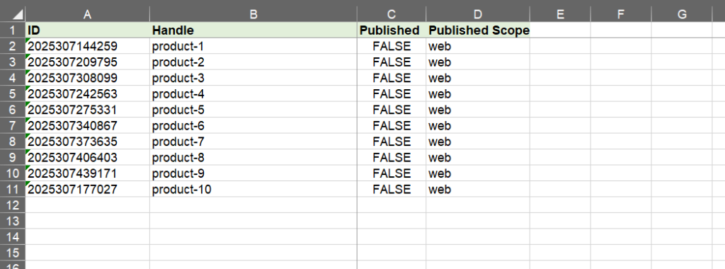 Delete exported product columns 2