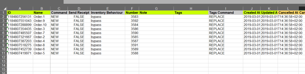 Edit Shopify orders exported file