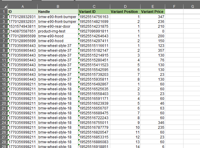 2.1 - Update only specific Shopify Product fields in bulk with Excel