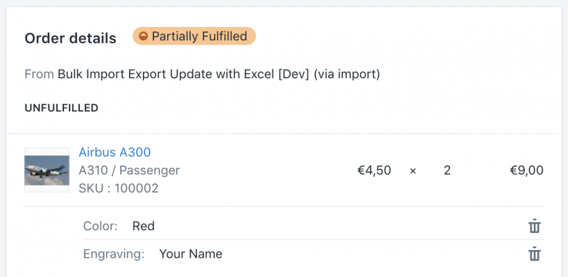 Shopify Orders LIne Item Properties