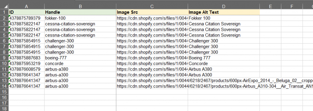 3 - Shopify import excelify excel csv update only image product