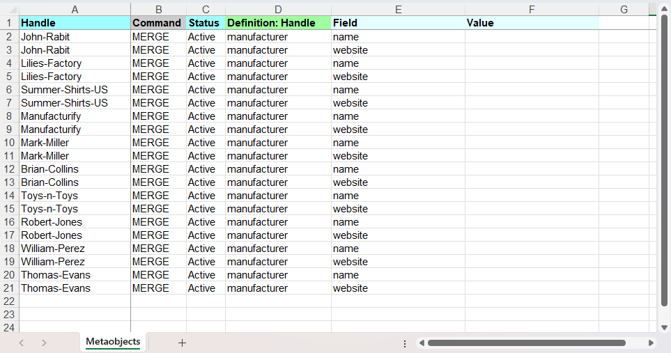 3 - fill entries handle bulk create add import metaobject entries in Shopify admin with Matrixify CSV Excel XLSX