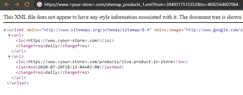 3 - see your Shopify stores Product sitemap