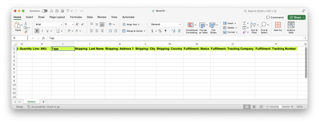 3. more additional data for importing spreadsheet with Shopify free gift Orders