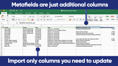 Shopify Metafields as columns