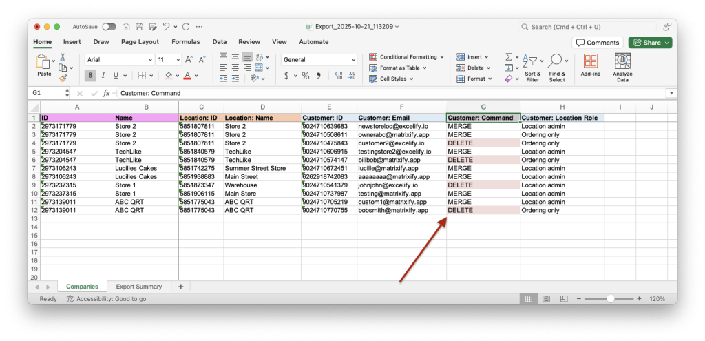 4. Use Customer Command to bulk remove customer from B2B Company