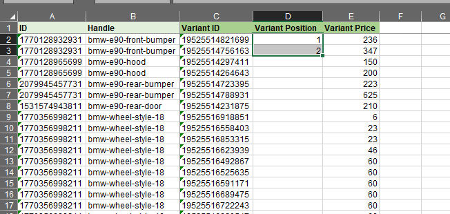 4.2 - Update Shopify Product Variant positions in bulk