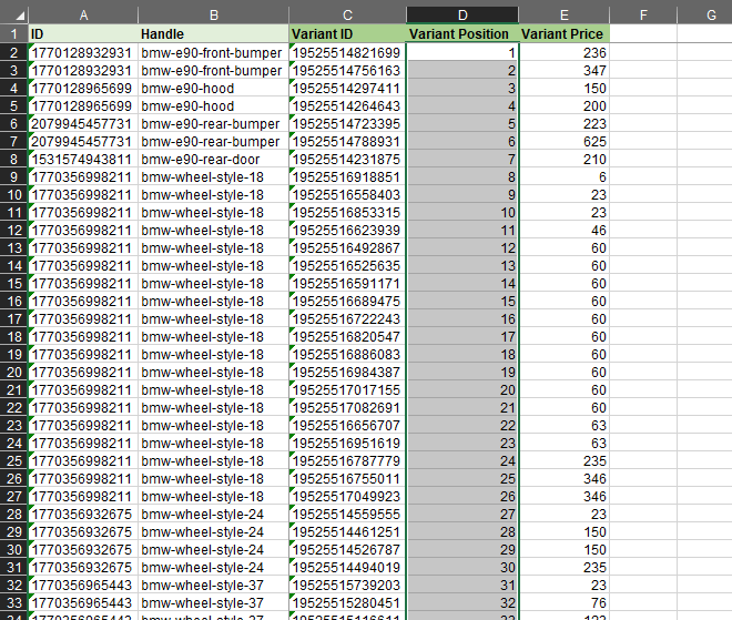 4.3 - Update Shopify Product Variant positions in bulk