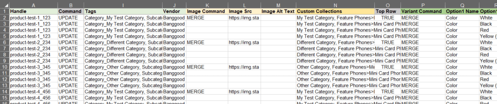 5 - edit Bangoogd products file in excel improt to shopify excelify