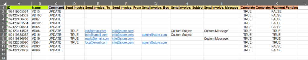 5 - fill send invoice columns