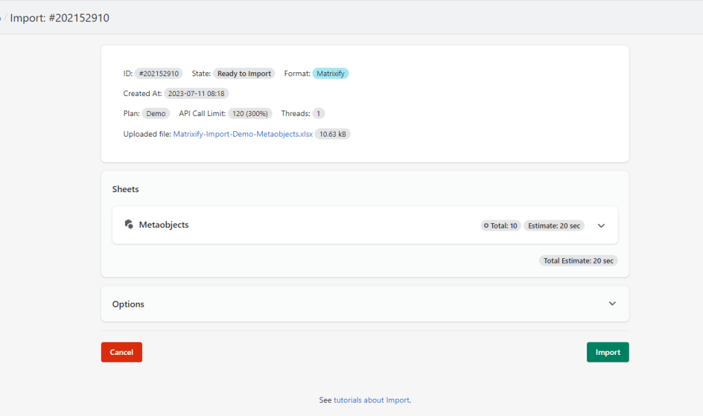 5 - import bulk create add import metaobject entries in Shopify admin with Matrixify CSV Excel XLSX
