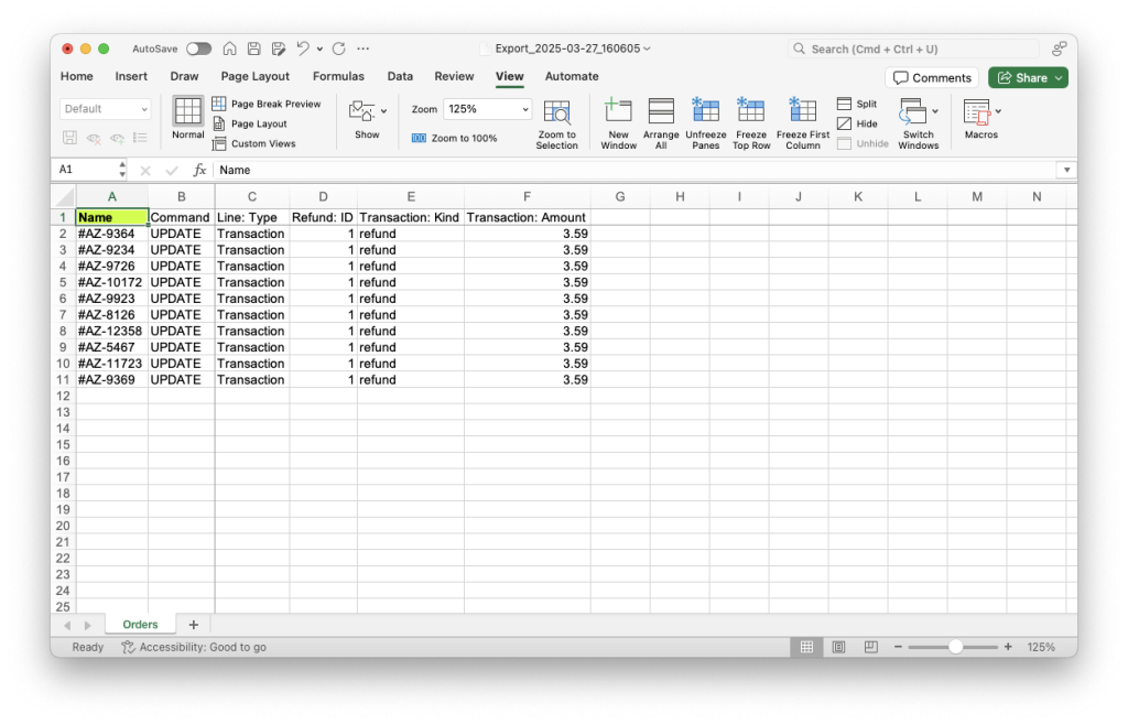 5. Add additional columns to bulk partially refund Shopify Orders with Matrixify
