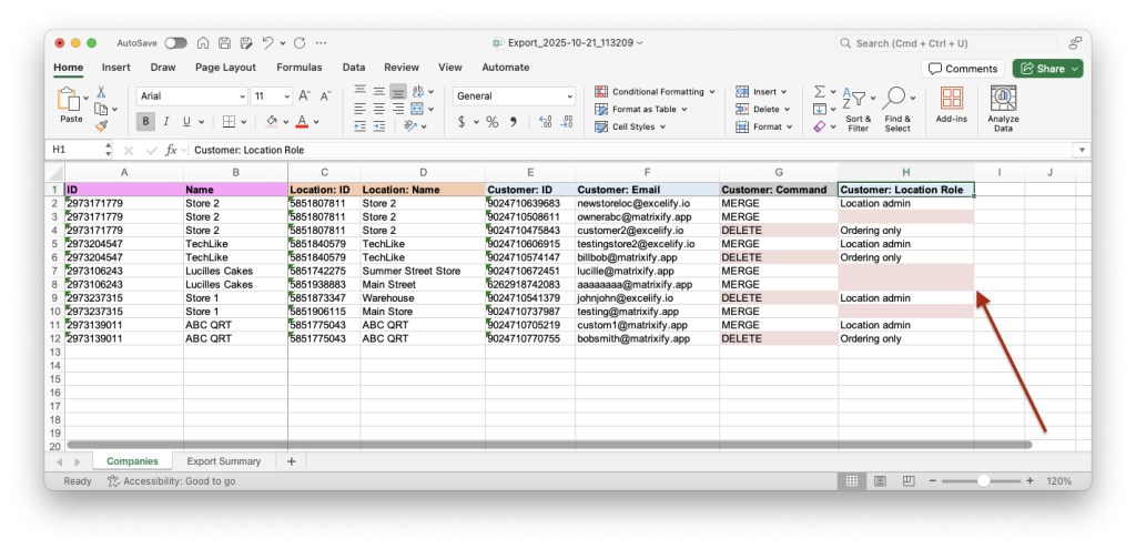 5. Use Customer Location Role column to manage role in b2b company location