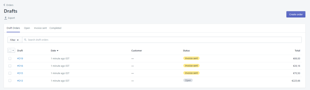 draft order shopify api