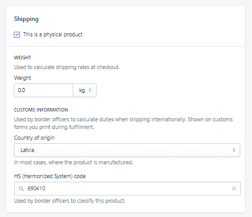 6 - Imported Shopfify HS Code