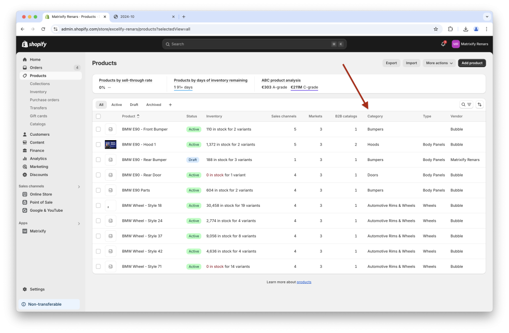 6 - Shopify Product Category bulk with Matrixify Excel XLSX CSV