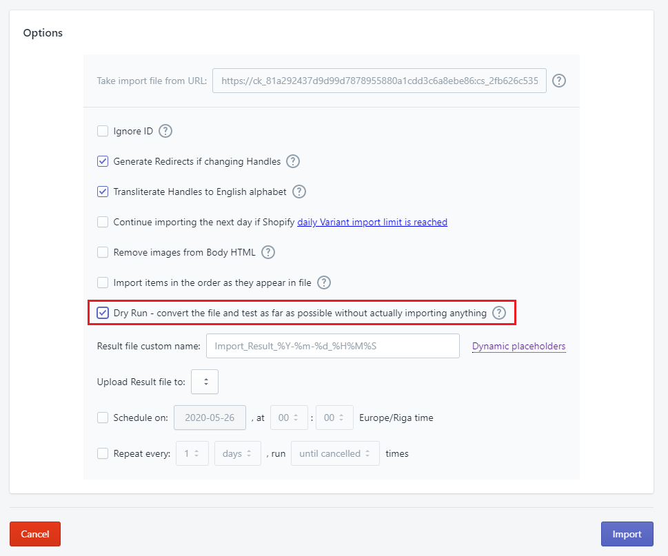 2 - Check the job details and select the "Dry Run" option
