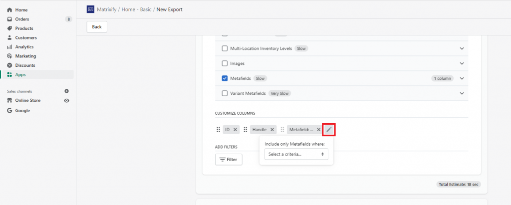 6 - create new export in Matrixify app Shopify Excel CSV