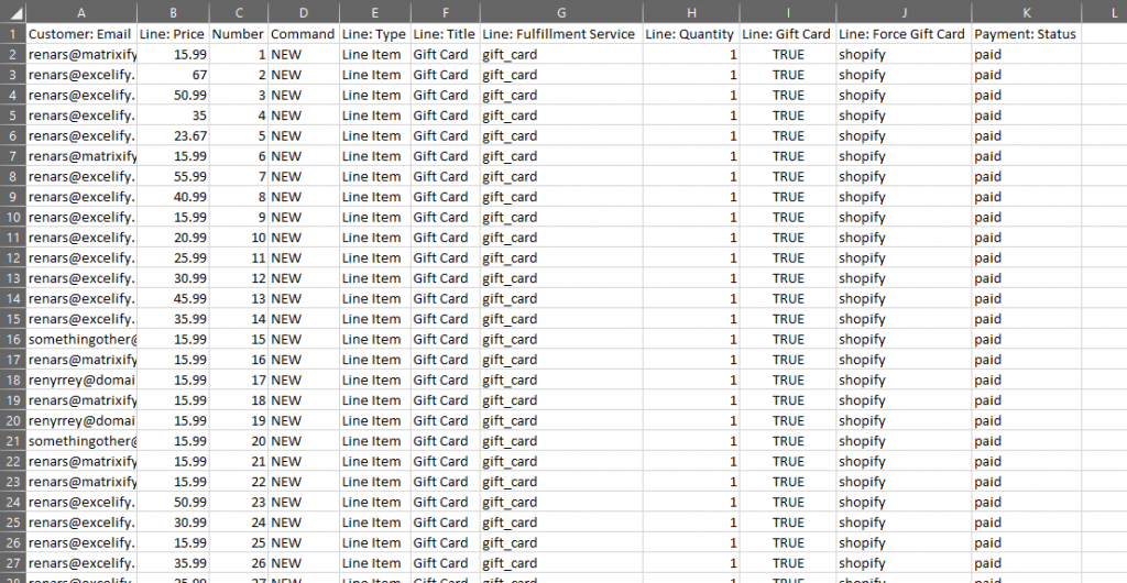 6 - import gift cards matrixify Shopify Excel CSV XLSX migrate