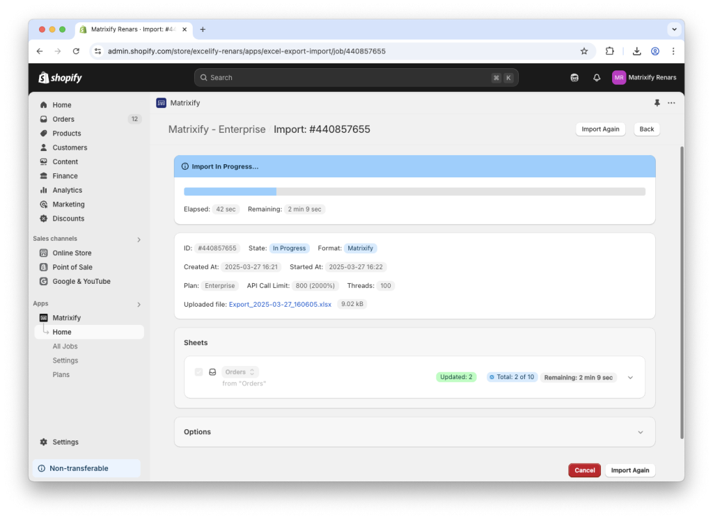 6. Matrixify app import to bulk partially refund Shopify Orders