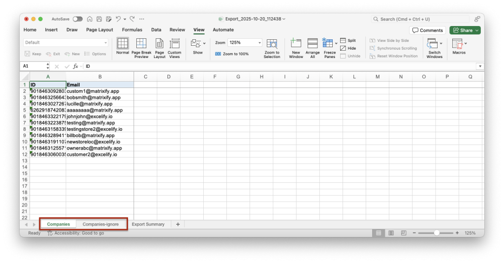 6. Matrixify spreadsheet renamed sheets convert Customers to Companies