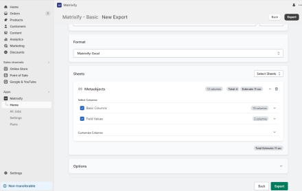 How to export Shopify Metaobject Entries to Excel/CSV file - Matrixify App