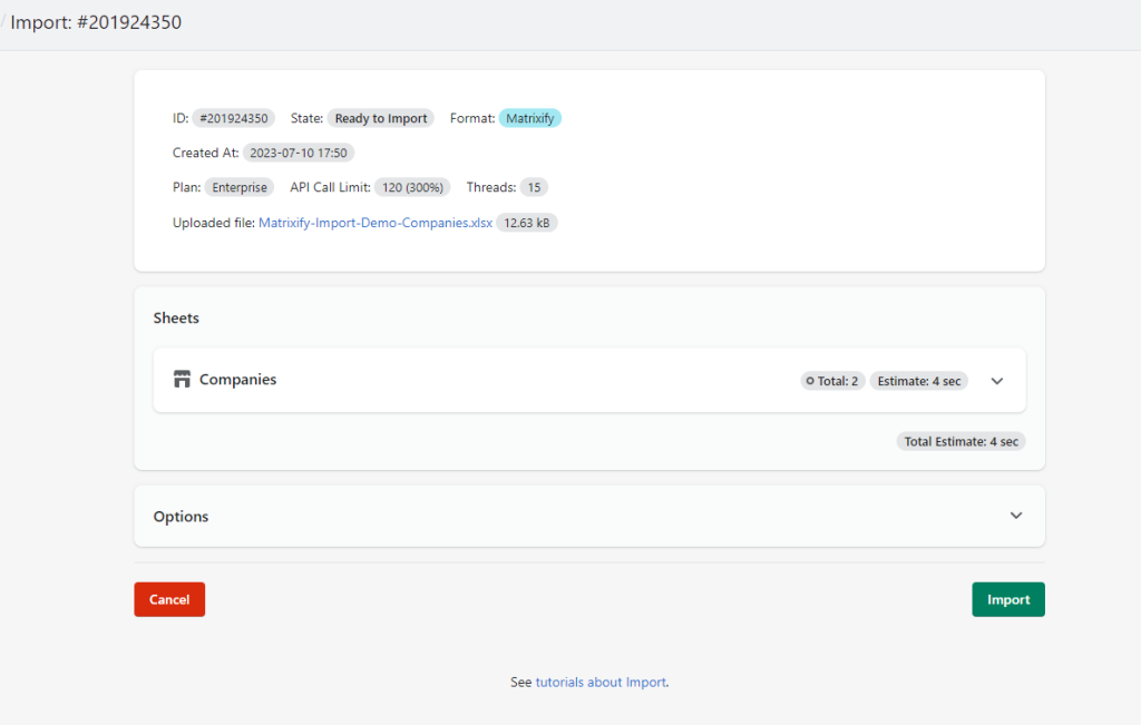 7 bulk import create Shopify B2B Companies Matrixify CSV Excel XLSX