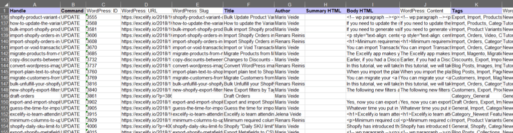 7 - check generated Excel WordPress Shopify Blog Posts Matrixify