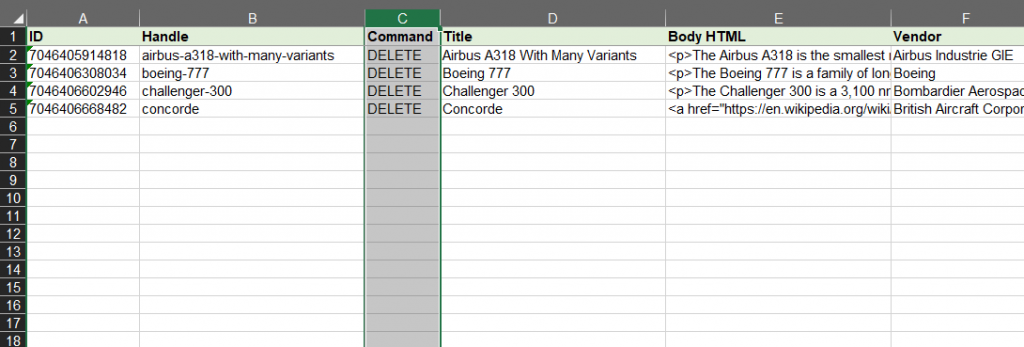 7 - export and delete hide Shopify products without images Matrixify Excel XLSX CSv