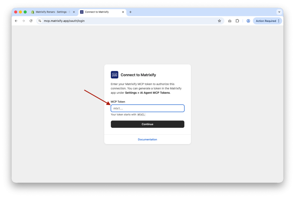 7. Matrixify MCP Claude AI connection authenticate token
