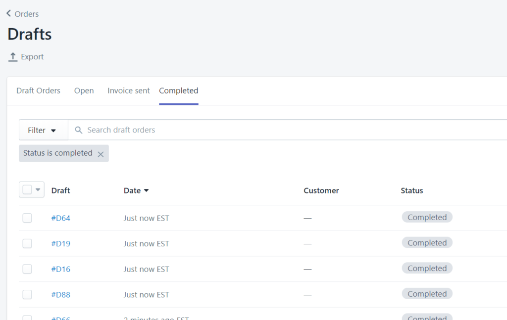 Complete Draft Orders in bulk