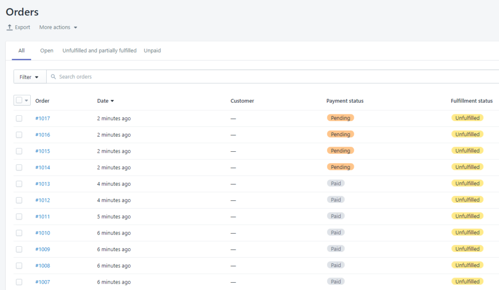 Create real orders from draft in bulk