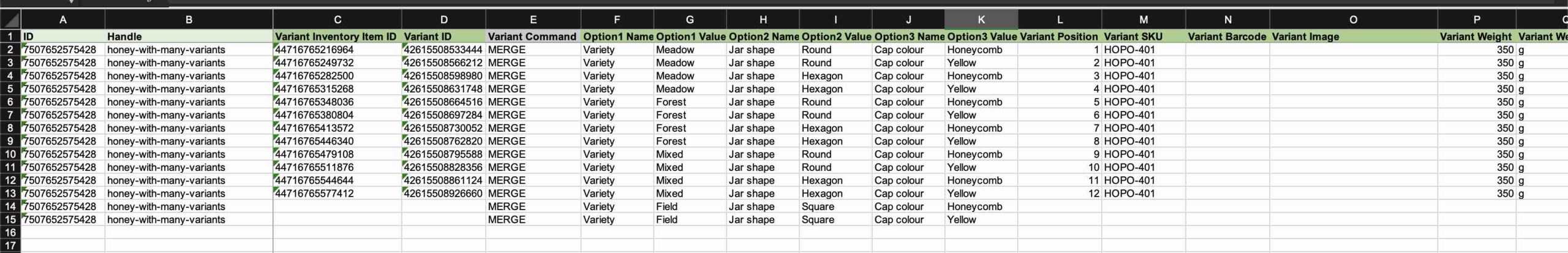 Added new Variant Options to Product