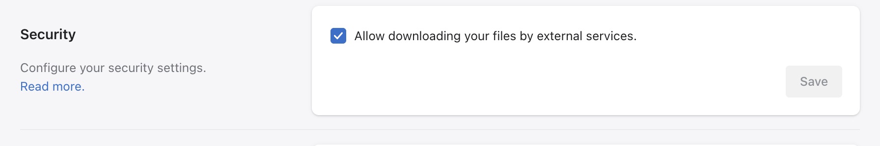 Allow downloading files by external services